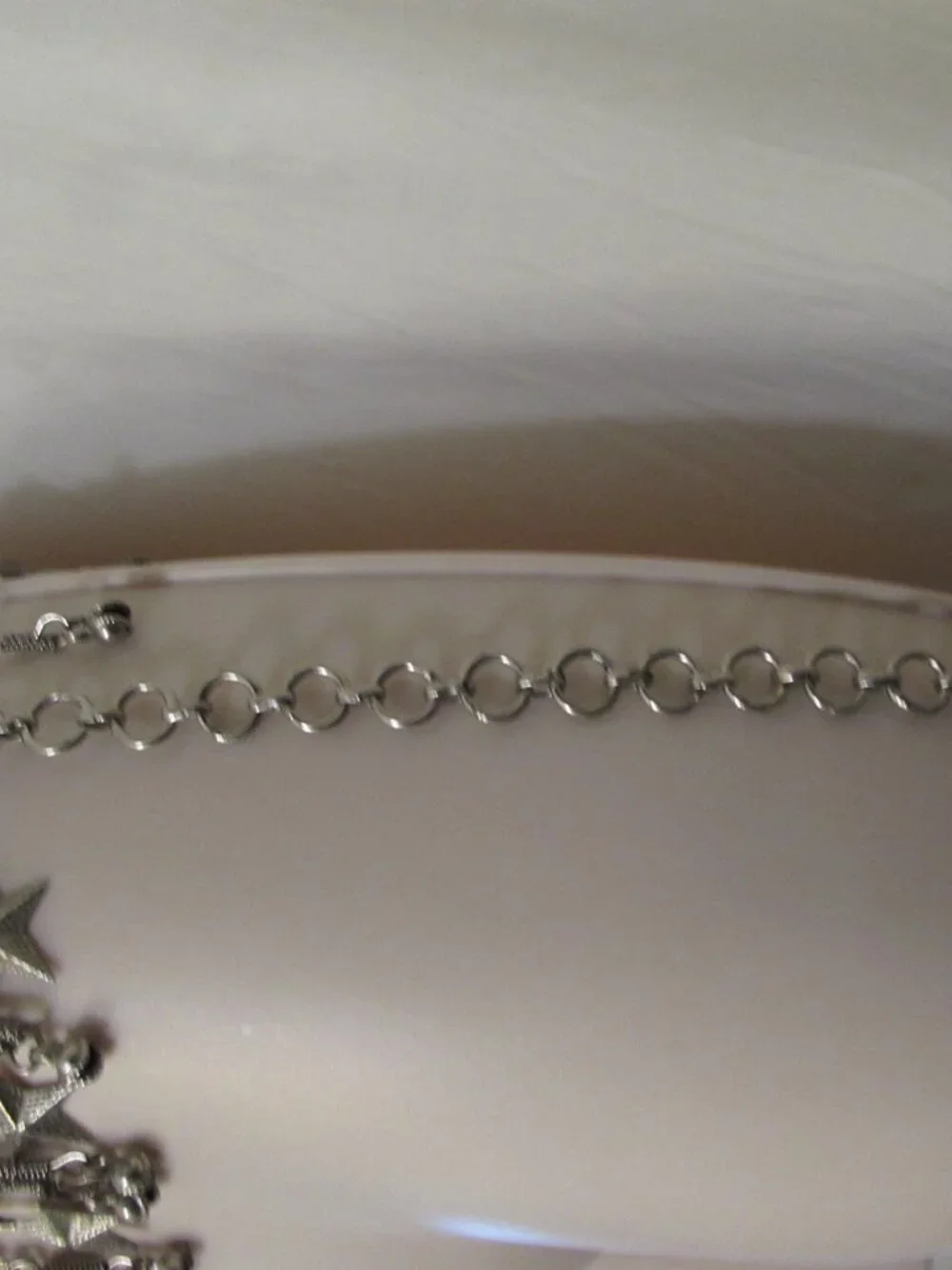 Vintage Stars & Bells Dangling Charms Silver Belly Dancer Chain Belt 37”